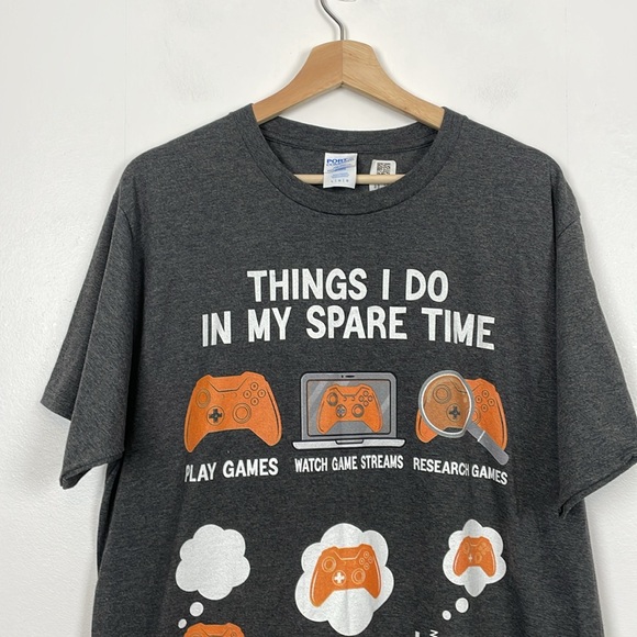 Port And Company Fan Favorite Short Sleeve Mens L Pullover Stretch Gray T Shirt - Picture 3 of 9